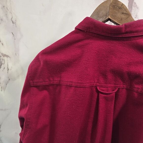 Eddie Bauer Shirt Mens Large Red Flannel Chamois Vintage Pheasant Embroidery - Picture 8 of 12